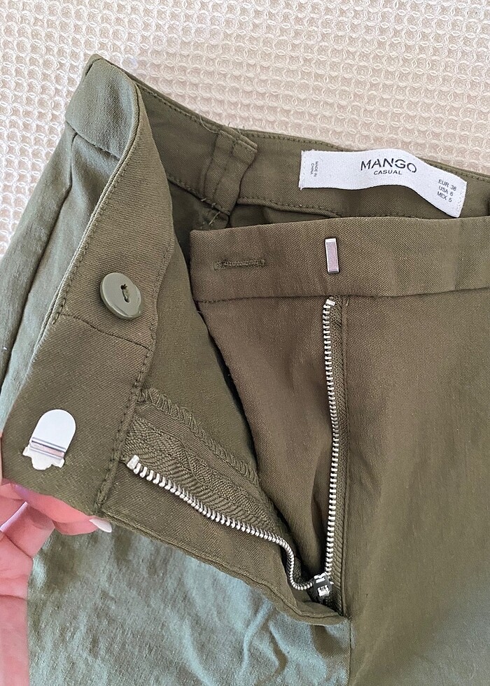 MANGO haki kumaş pantolon - Görsel 4