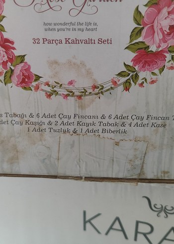 Karaca Pembe Çiçek Desenli Porselen kahvaltı takımı