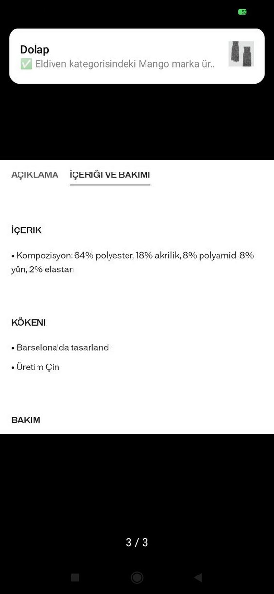Mango Gri Örgü Kadın Yünlü Eldiven - Görsel 3