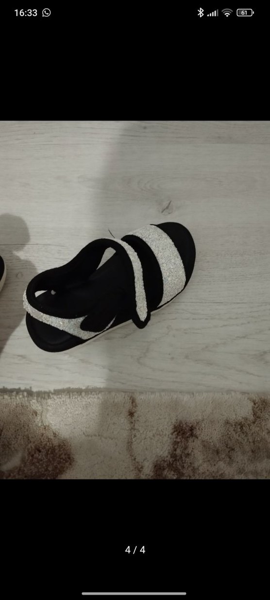 Kız Çocuk Beyaz Cırt Cırtlı Sandalet - Görsel 4