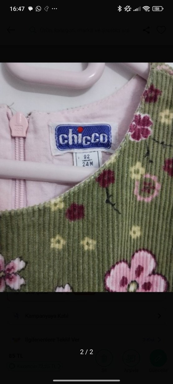 Çiçek Desenli Yeşil Kolsuz Kız Elbisesi - Görsel 2