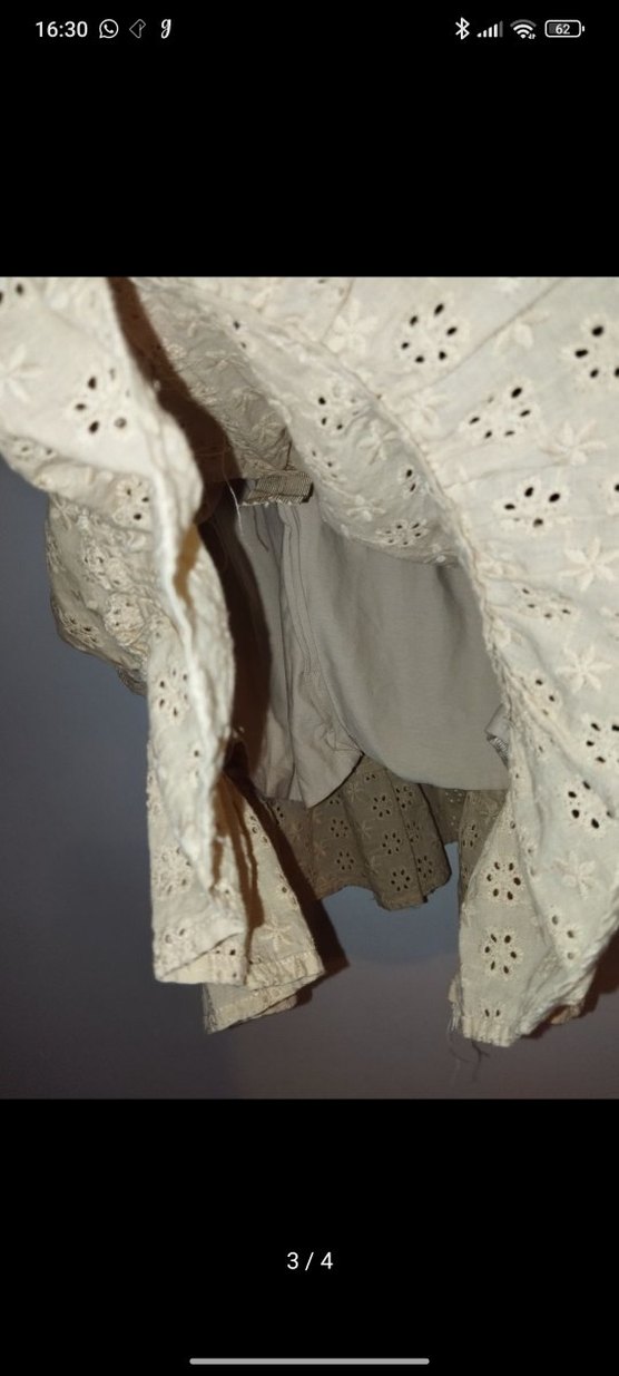 Kız Çocuk Bej Fırfırlı Nakışlı Elbise - Görsel 3