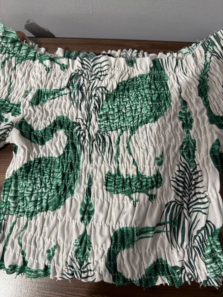 Yeşil Yılan Desenli Uzun Kollu Bluz - Görsel 3