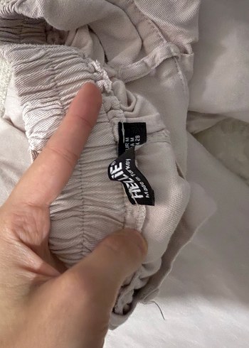 m Beden gri Renk Keten Kadın Pantolon Midi Boy