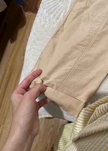 Bej Kemerli Kadın Keten Pantolon - Görsel 2