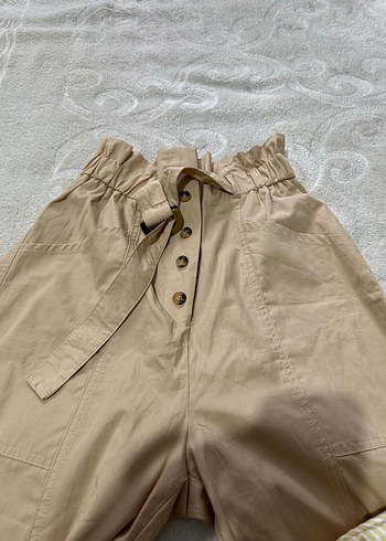 Bej Kemerli Kadın Keten Pantolon - Görsel 3