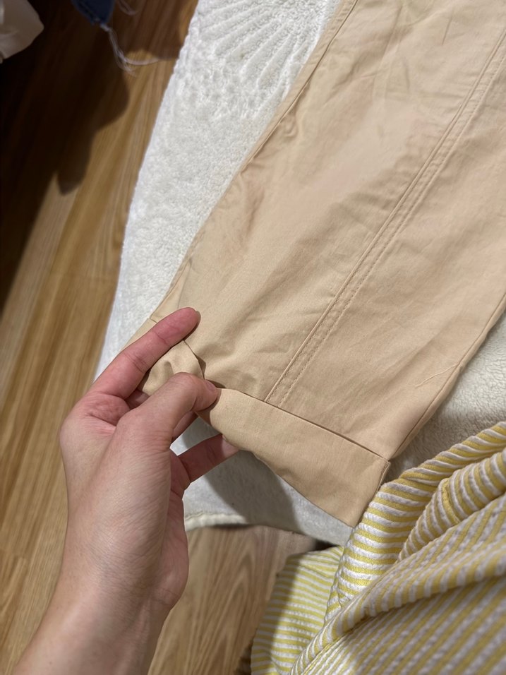 Bej Kemerli Kadın Keten Pantolon - Görsel 2