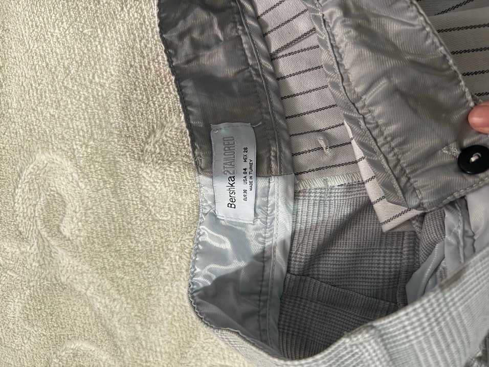 Gri Pilili Kadın Kumaş Pantolon - Görsel 4