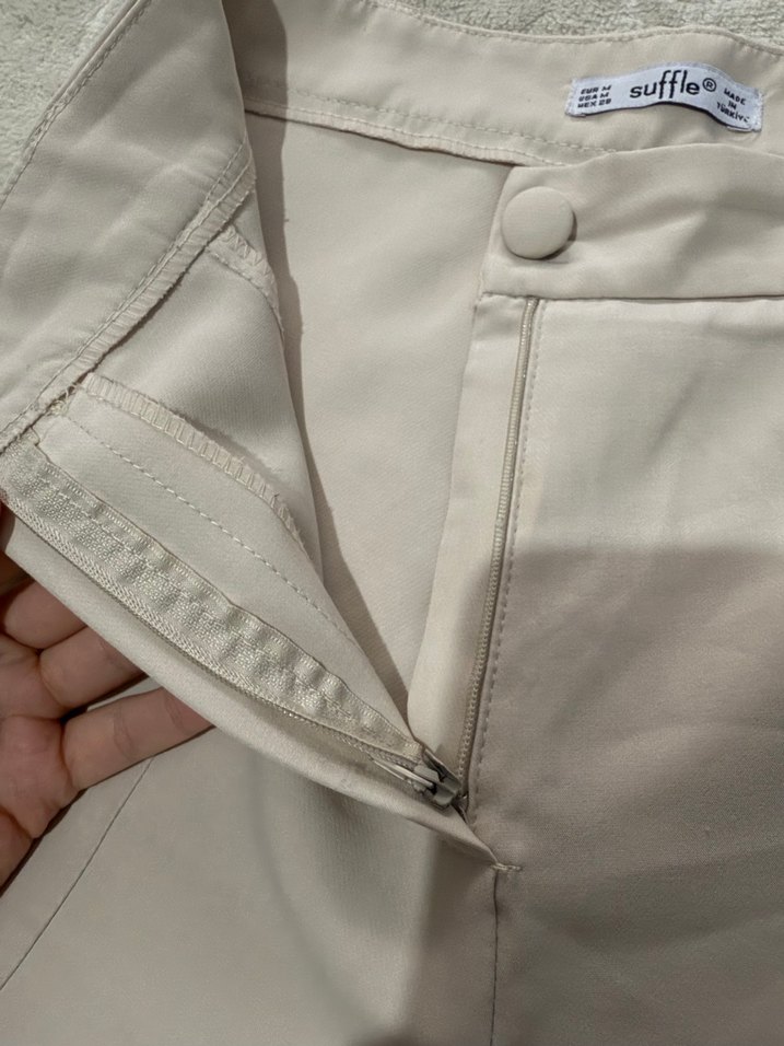 Bej Midi Kadın Kumaş Pantolon - Görsel 5