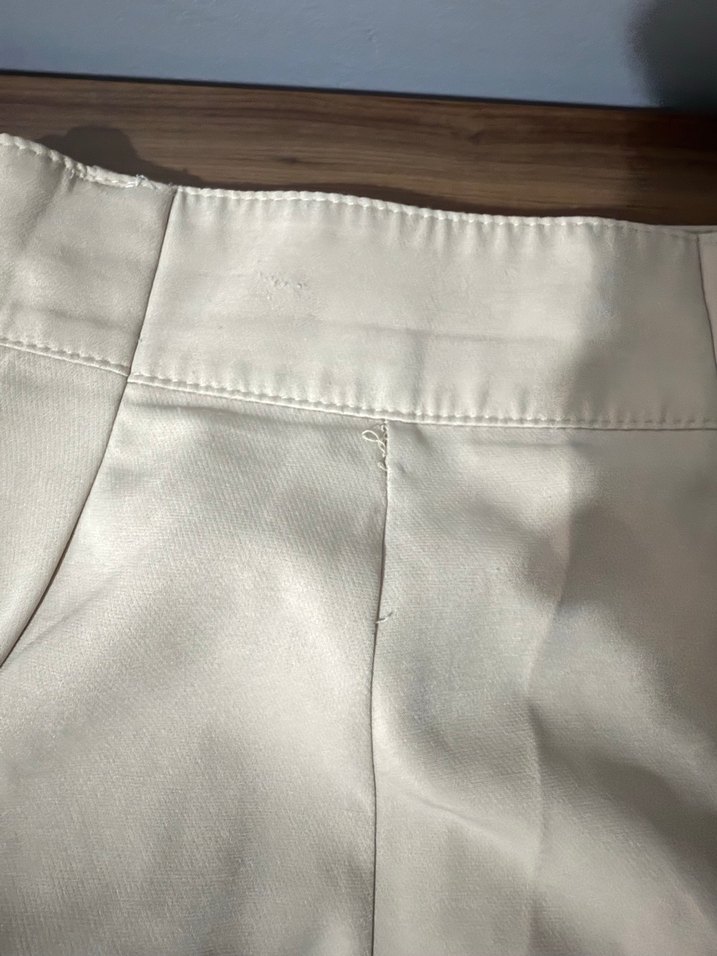 Düğmeli Bej Midi Kumaş Kadın Pantolon - Görsel 5