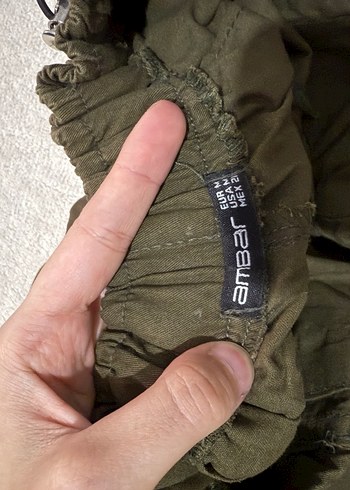 Haki Kadın Keten Bol Kesim Kemerli Pantolon - Görsel 5