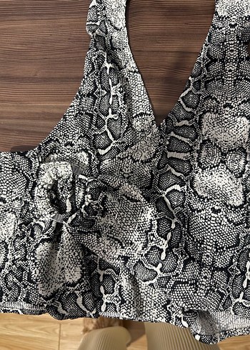 Yılan Desenli Kemerli Kolsuz Mini Yelek - Görsel 2