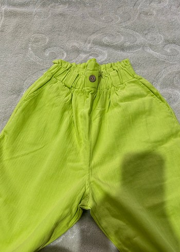 Renkli Düğmeli Kadın Salaş Yeşil Pantolon - Görsel 2