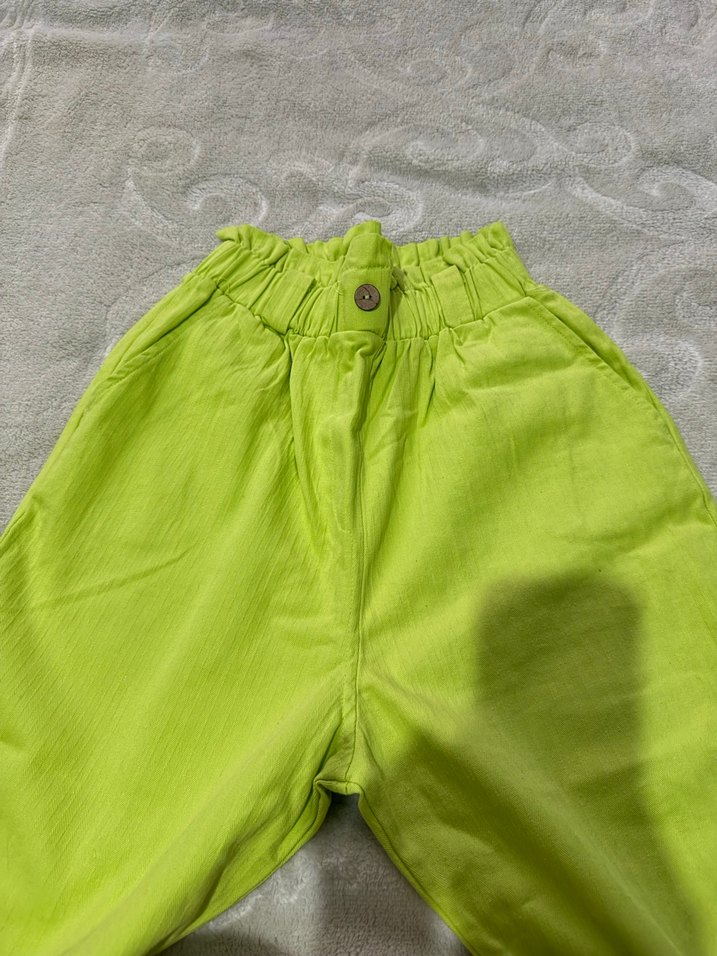 Renkli Düğmeli Kadın Salaş Yeşil Pantolon - Görsel 2