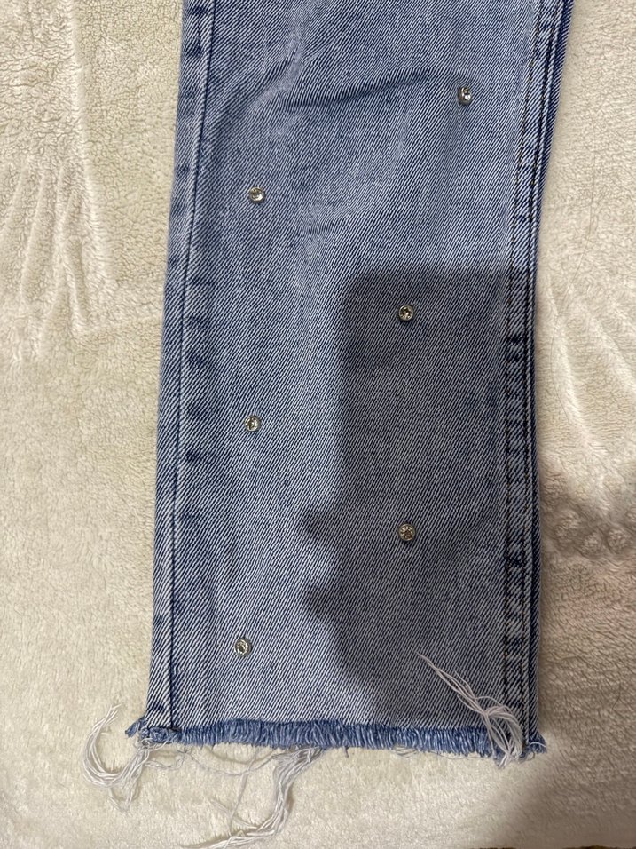 Payet Detaylı Mavi Kadın Kot Pantolon - Görsel 2