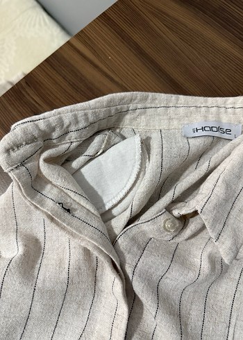 Bej Pilili Kadın Keten Pantolon - Görsel 5