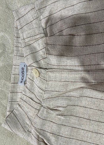 Bej Pilili Kadın Keten Pantolon - Görsel 3