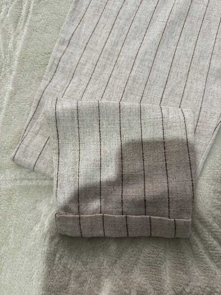 Bej Pilili Kadın Keten Pantolon - Görsel 2