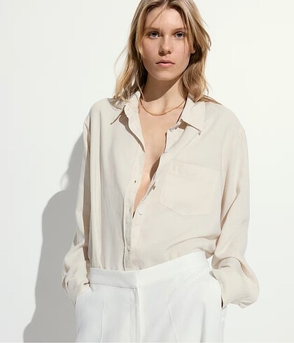 H&m bej keten gömlek