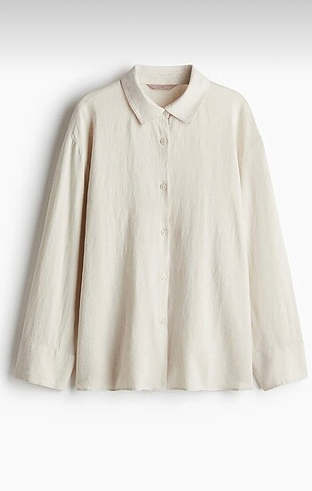 xs Beden ten rengi Renk H&M bej keten gömlek