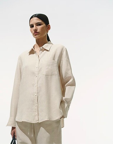H&M bej keten gömlek