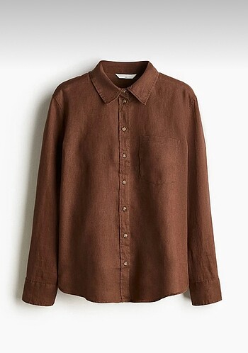H&m kahverengi keten gömlek