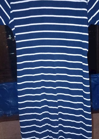 Mavi Beyaz Çizgili kısa  Elbise - Görsel 2