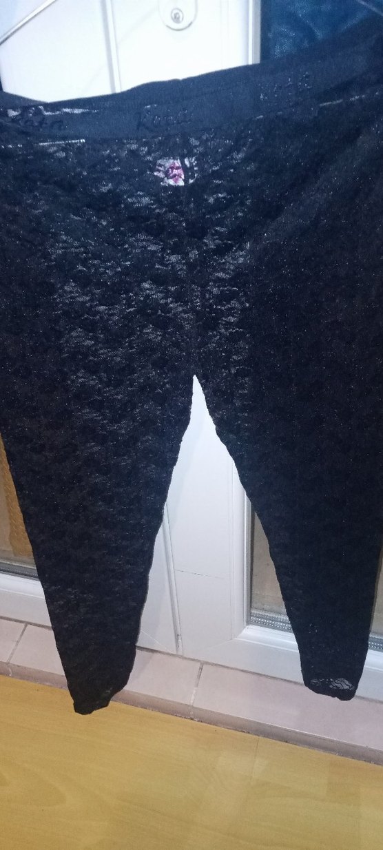 Kadın Siyah Gotik Midi dantellı tayt - Görsel 4