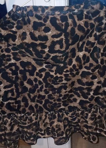 Kahverengi Leopar Desenli kısa Etek - Görsel 2