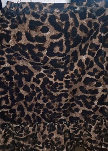 Kahverengi Leopar Desenli kısa Etek - Görsel 3