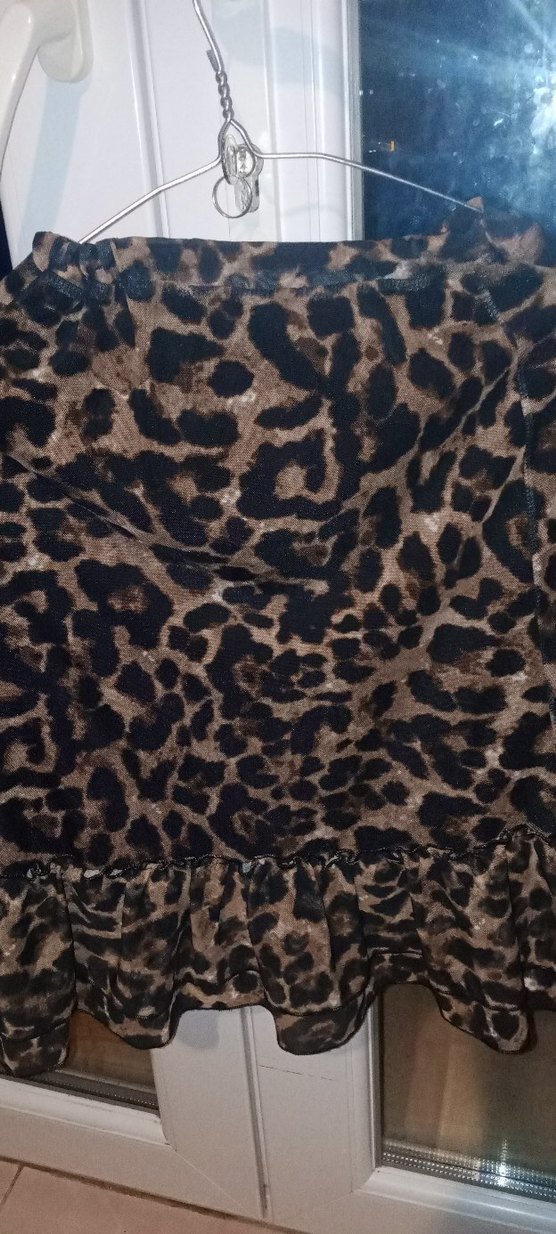 Kahverengi Leopar Desenli kısa Etek - Görsel 3