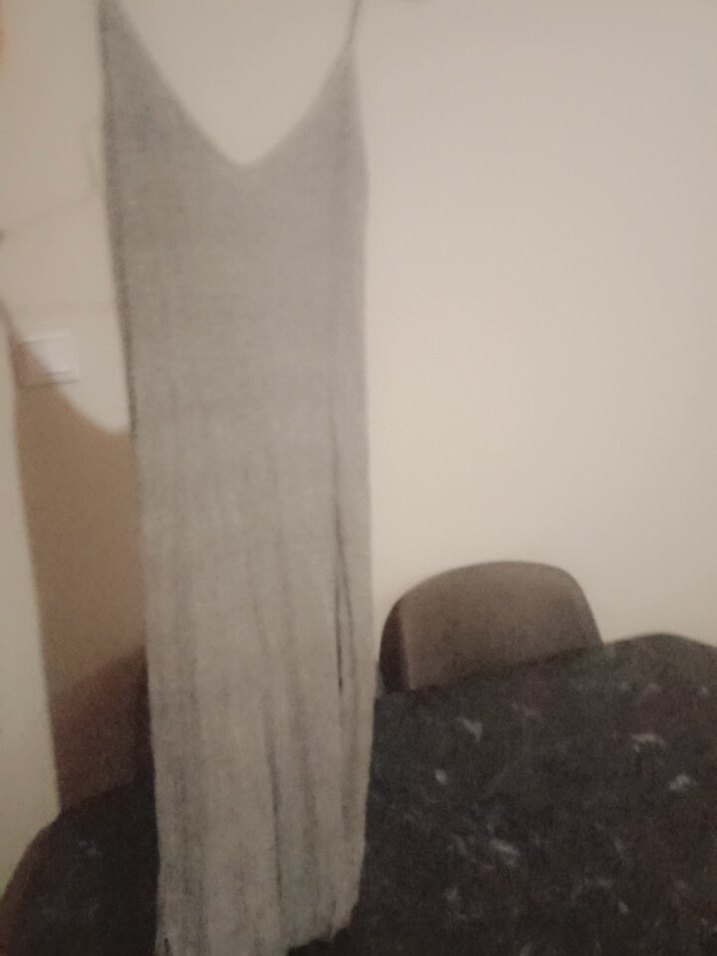 Gri V-Yaka Triko Kadın Elbise - Görsel 2