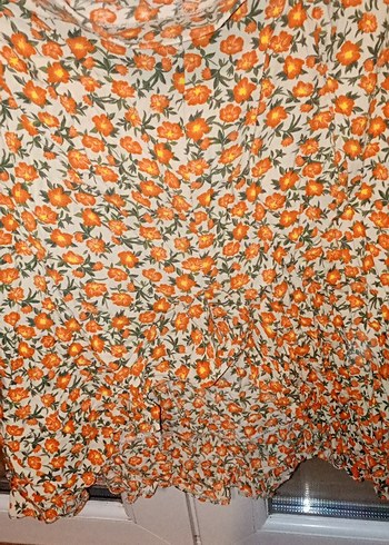 Turuncu Elastik Bohem Kadın etek onu kısa yırtmacı arkası uzun - Görsel 3