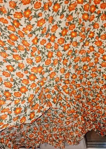 Turuncu Elastik Bohem Kadın etek onu kısa yırtmacı arkası uzun - Görsel 2