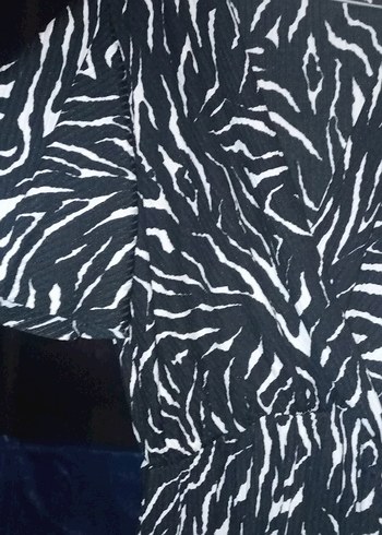 Lacivert Zebra Desenli Kadın Piliseli elbise - Görsel 3