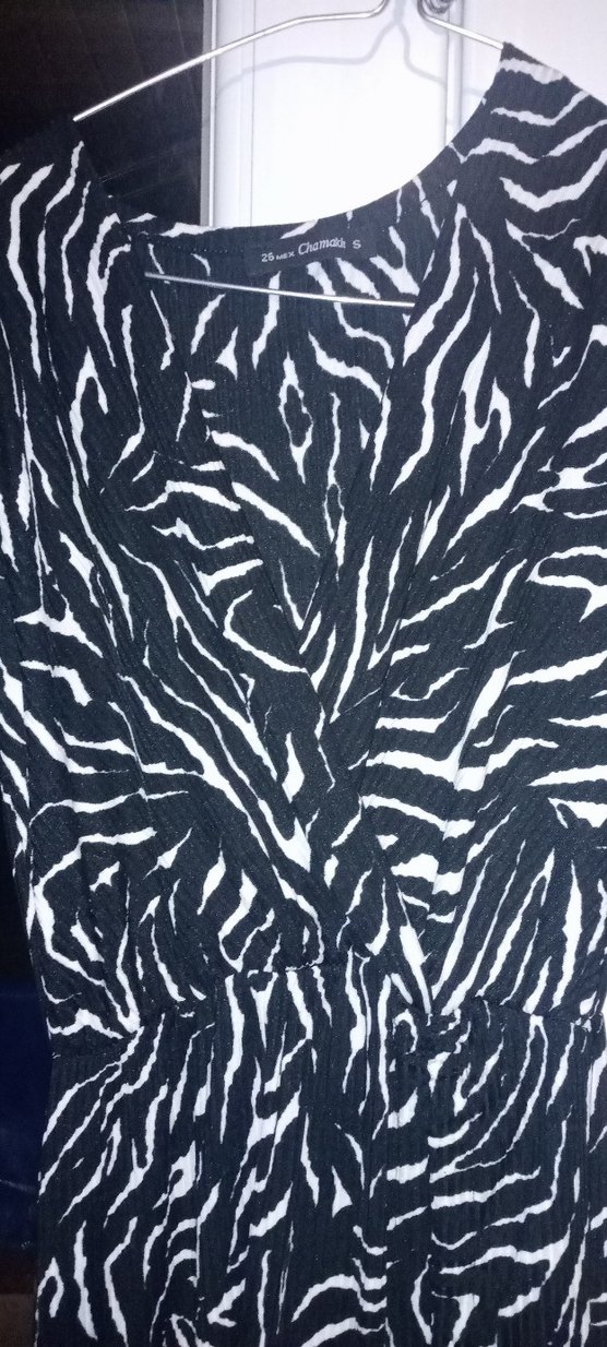 Lacivert Zebra Desenli Kadın Piliseli elbise - Görsel 4