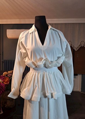 ithal Beyaz Midi Boy  Kadın Elbise - Görsel 3