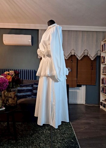 ithal Beyaz Midi Boy  Kadın Elbise - Görsel 4