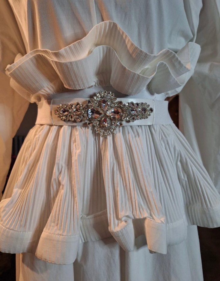 ithal Beyaz Midi Boy  Kadın Elbise - Görsel 5