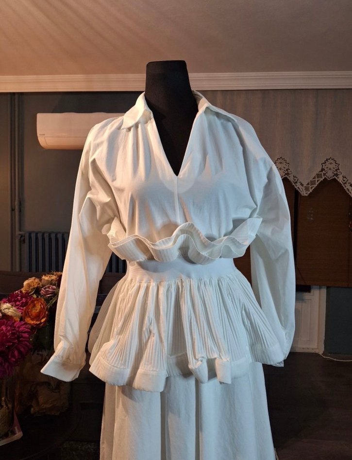 ithal Beyaz Midi Boy  Kadın Elbise - Görsel 3