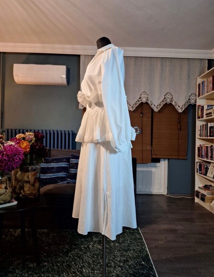 ithal Beyaz Midi Boy  Kadın Elbise - Görsel 4