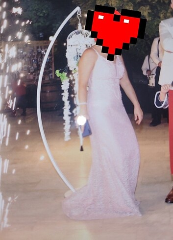 Pembe abiye elbise