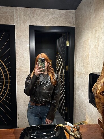 s Beden kahverengi Renk Zara deri ceket