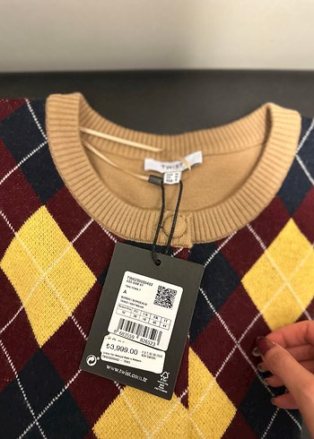 Kadın Triko Hırka - Kahverengi Desenli - Görsel 3