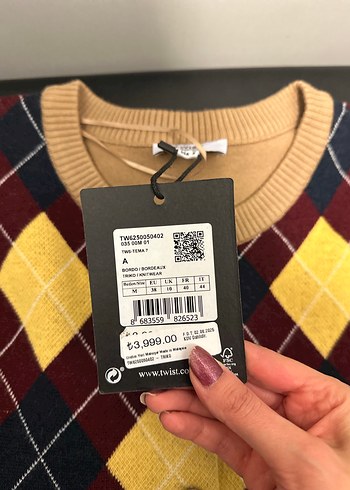 Kadın Triko Hırka - Kahverengi Desenli - Görsel 2