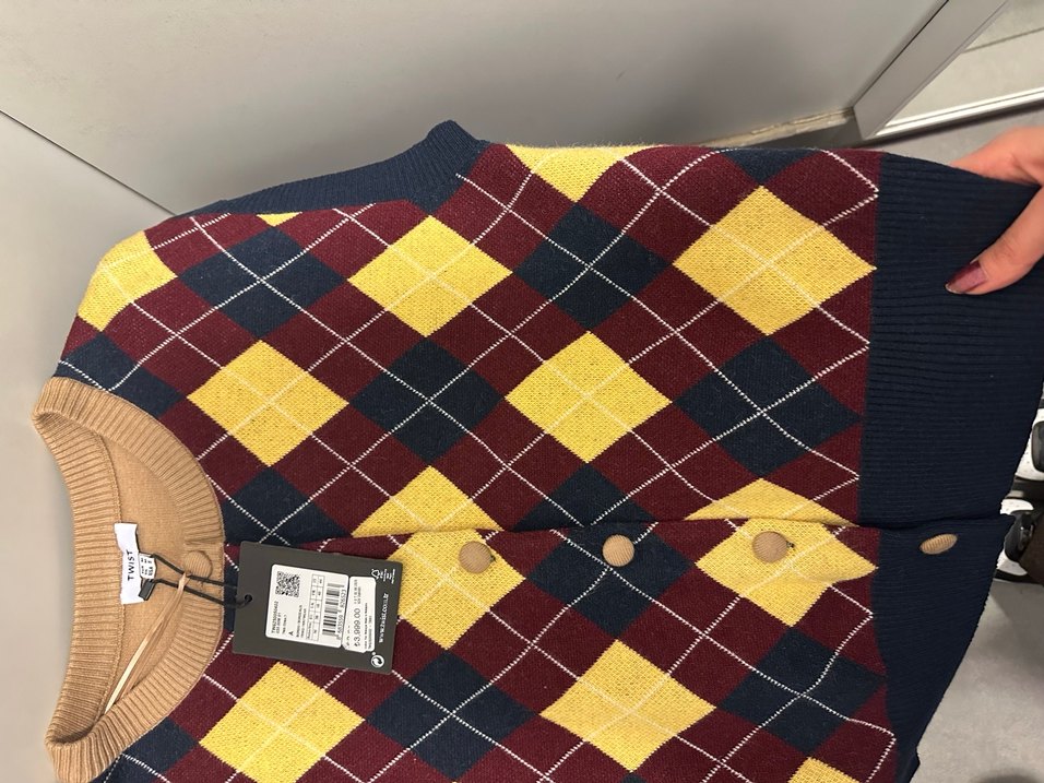 Kadın Triko Hırka - Kahverengi Desenli - Görsel 5