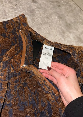 Kahverengi Bağlama Desenli kadın pantolon - Görsel 6