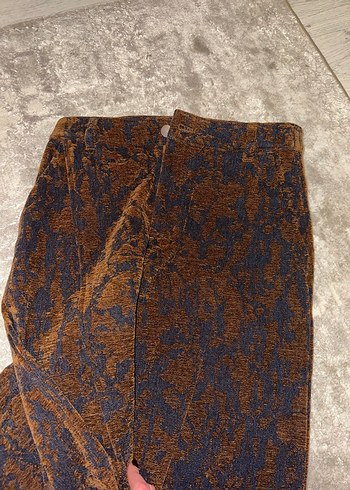 Kahverengi Bağlama Desenli kadın pantolon - Görsel 7