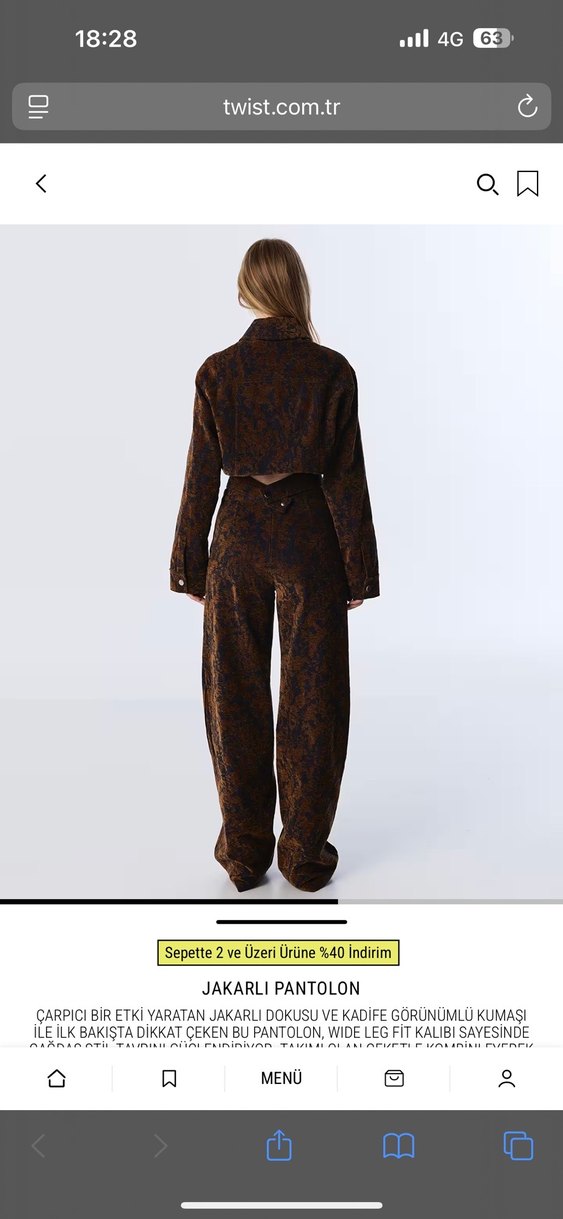 Kahverengi Bağlama Desenli kadın pantolon - Görsel 2