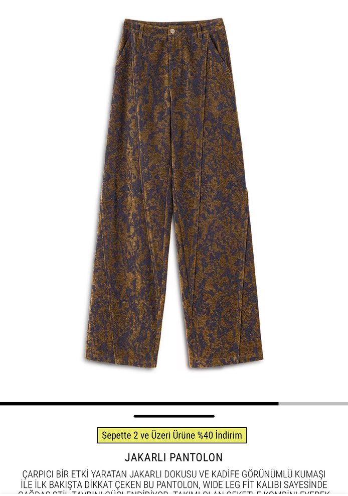 Kahverengi Bağlama Desenli kadın pantolon - Görsel 3